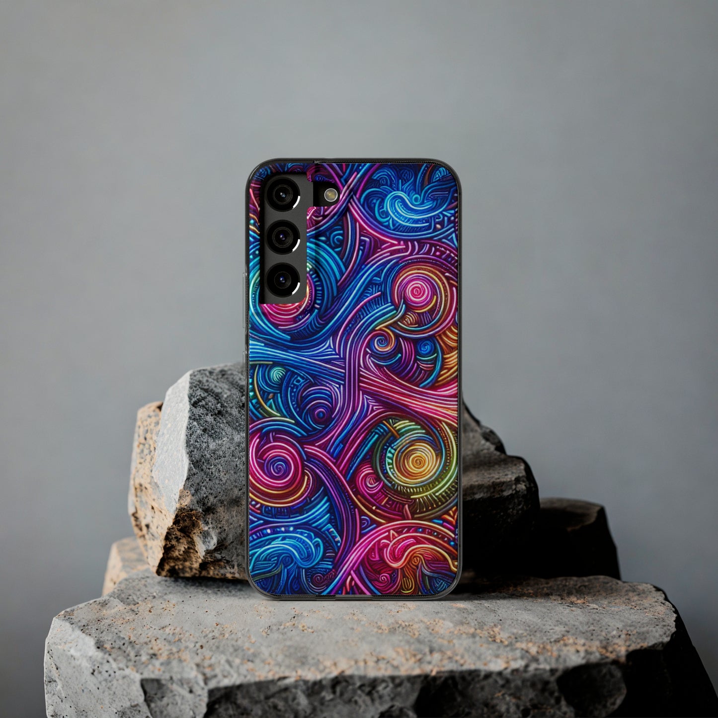 Vibrant Trippy Neon Infinity Ripples. Infinity Patterns Art Polycarbonate Phone Case Samsung Galaxy s21 s22 Google Pixel 6 Iphone 11 12 13 14 Pro Max Mini Plus