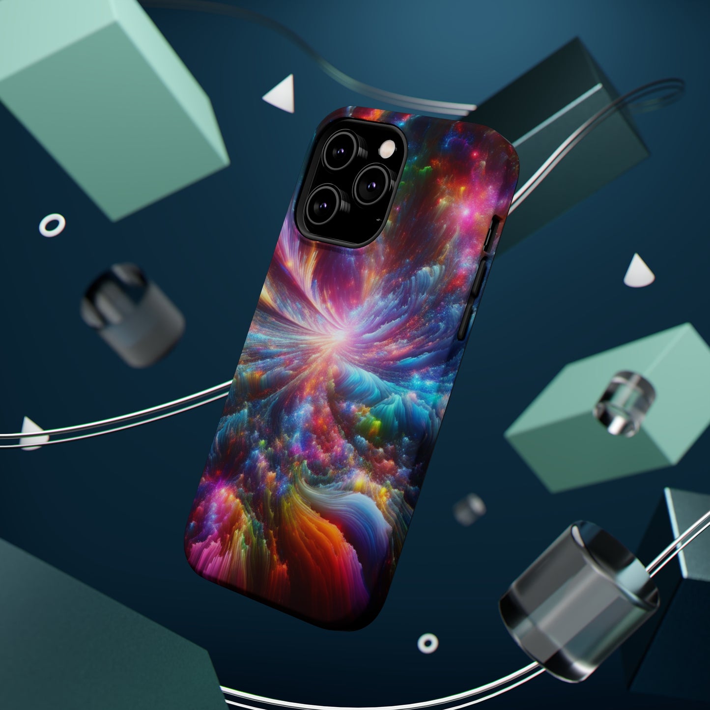 Neon Infinity Chromadrift. Neon Trippy Infinity Patterns Premium Art Magsafe Magnet Tough IPhone 13 14 15 Pro Plus Max and Mini in Matte and Glossy Phone cases