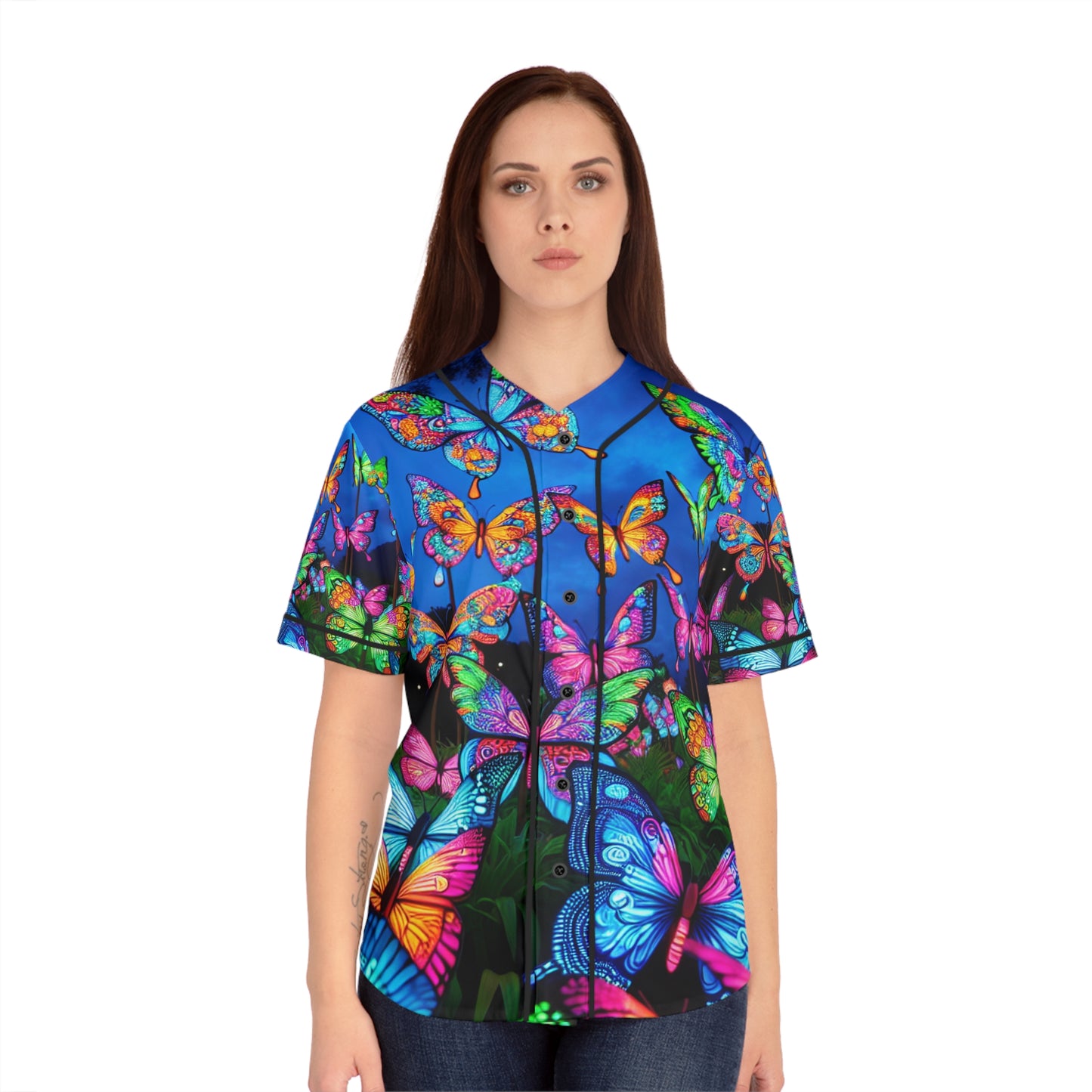 "Electric Flutter" Neon Butterflies Womans Jersey