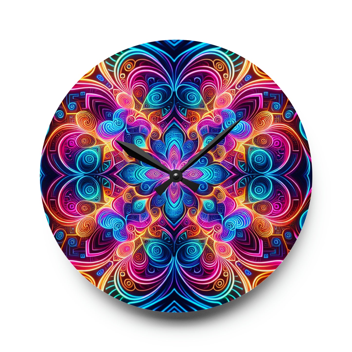 "Vibrant Neon Infinity" Infinity Patterns Art Acrylic Clock