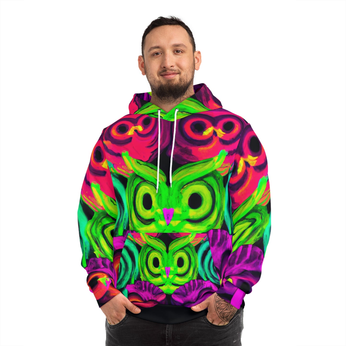 Neon Nocturnes - NEON Owls AOP Hoodie