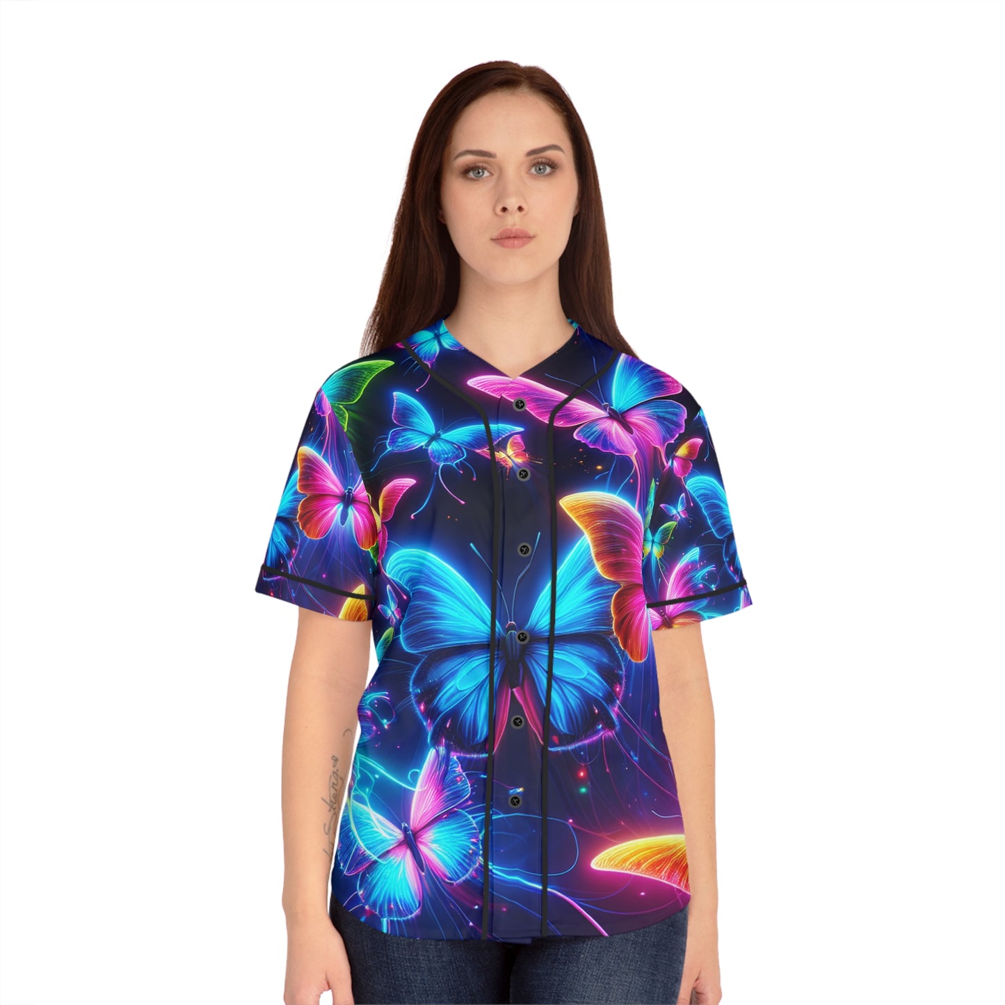 "Galaxy of Neon Butterflies" Neon Butterflies Womans Jersey