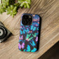 "Fantasia of Neon Butterflies" Neon Butterflies Premium Art Magsafe Magnet Tough IPhone 13 14 15 Pro Plus Max and Mini in Matte and Glossy Phone cases