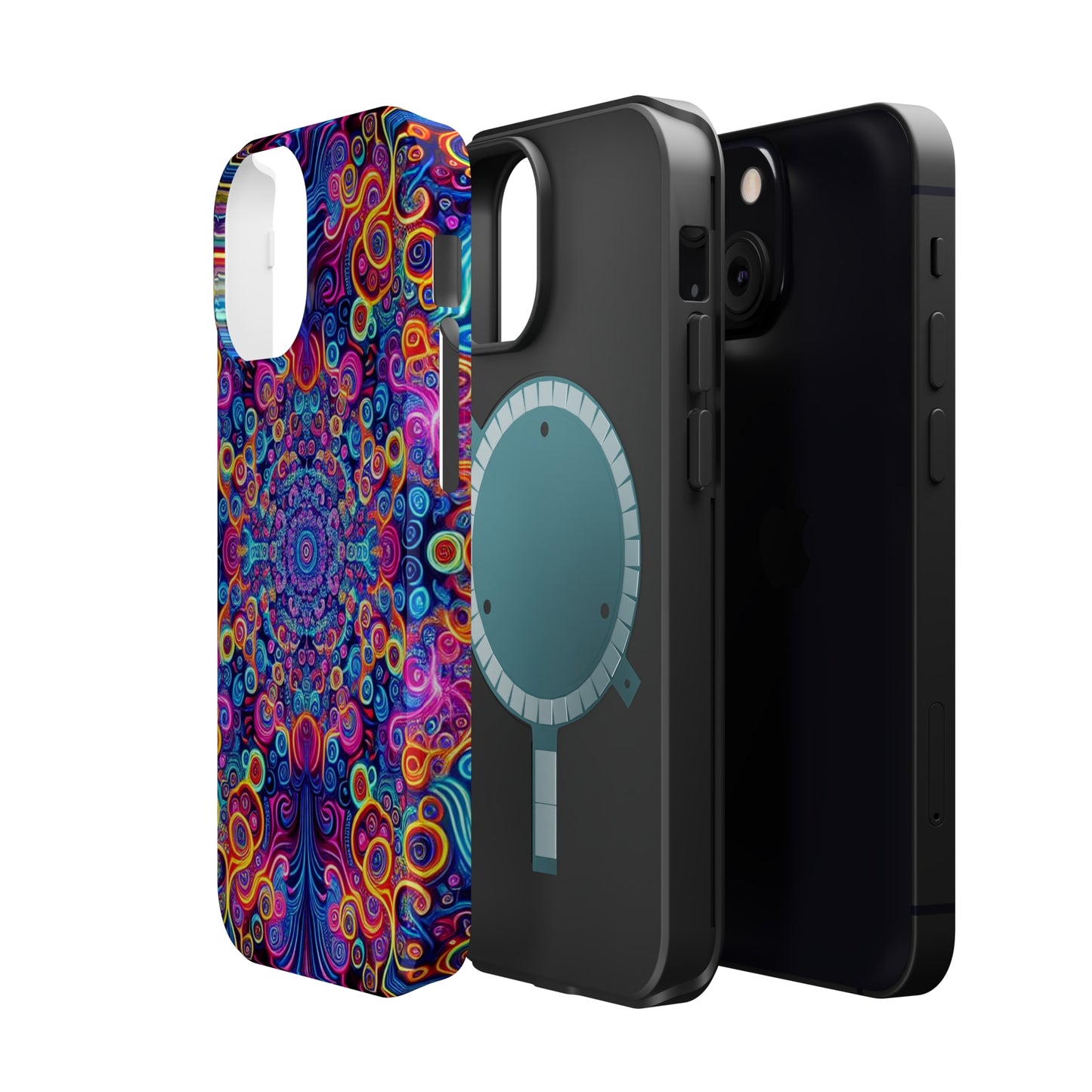 Vibrant Infinity Aurora. Neon Trippy Infinity Patterns Premium Art Magsafe Magnet Tough IPhone 13 14 15 Pro Plus Max and Mini in Matte and Glossy Phone cases