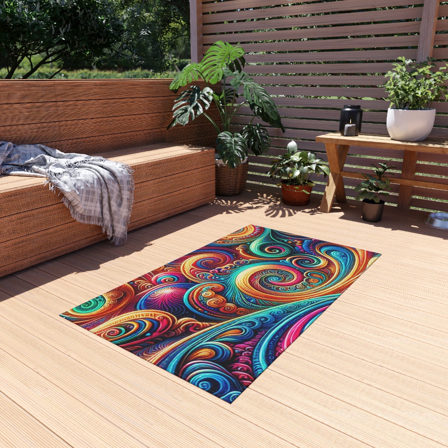 Vibrancy of the Cosmos. Infinity Patterns Outdoor Rug