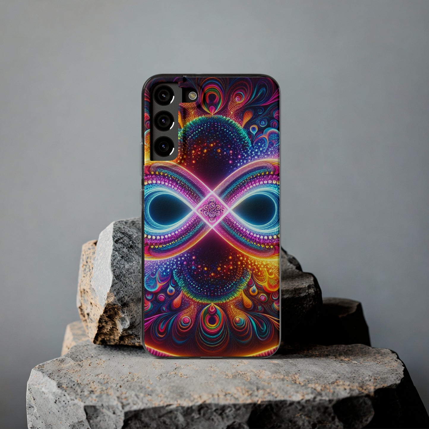 "Neon Psychedelic Infinity" Infinity Patterns Art Polycarbonate Phone Case