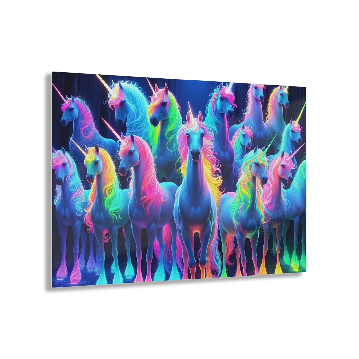 Cosmic Chromatic Unicorns. NEON Unocrons Art 1/4" Glossy Acrylic Art