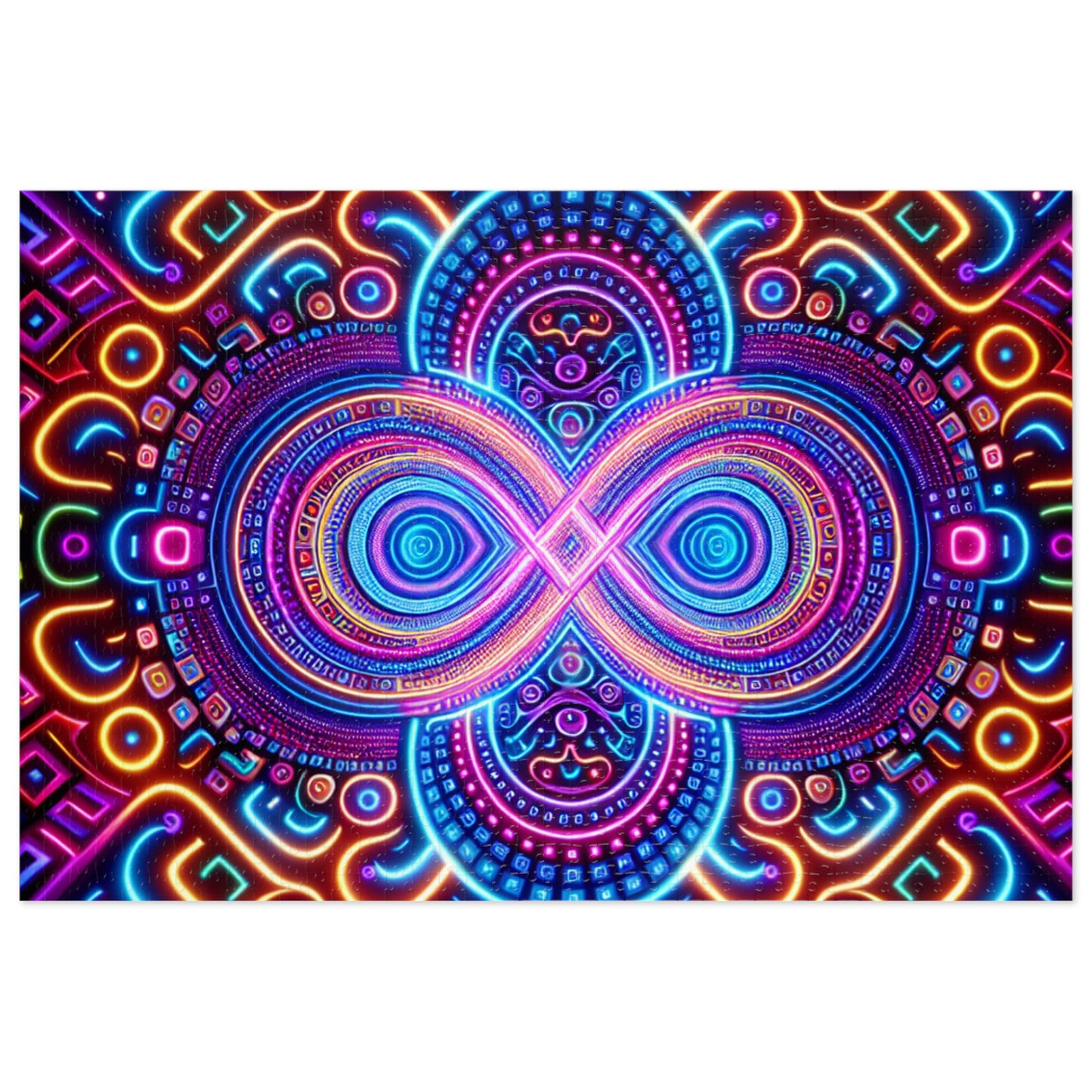 Neon Infinifinity - Neon Trippy Infinity Patterns Puzzle 30, 110, 252, and 1000 Pieces