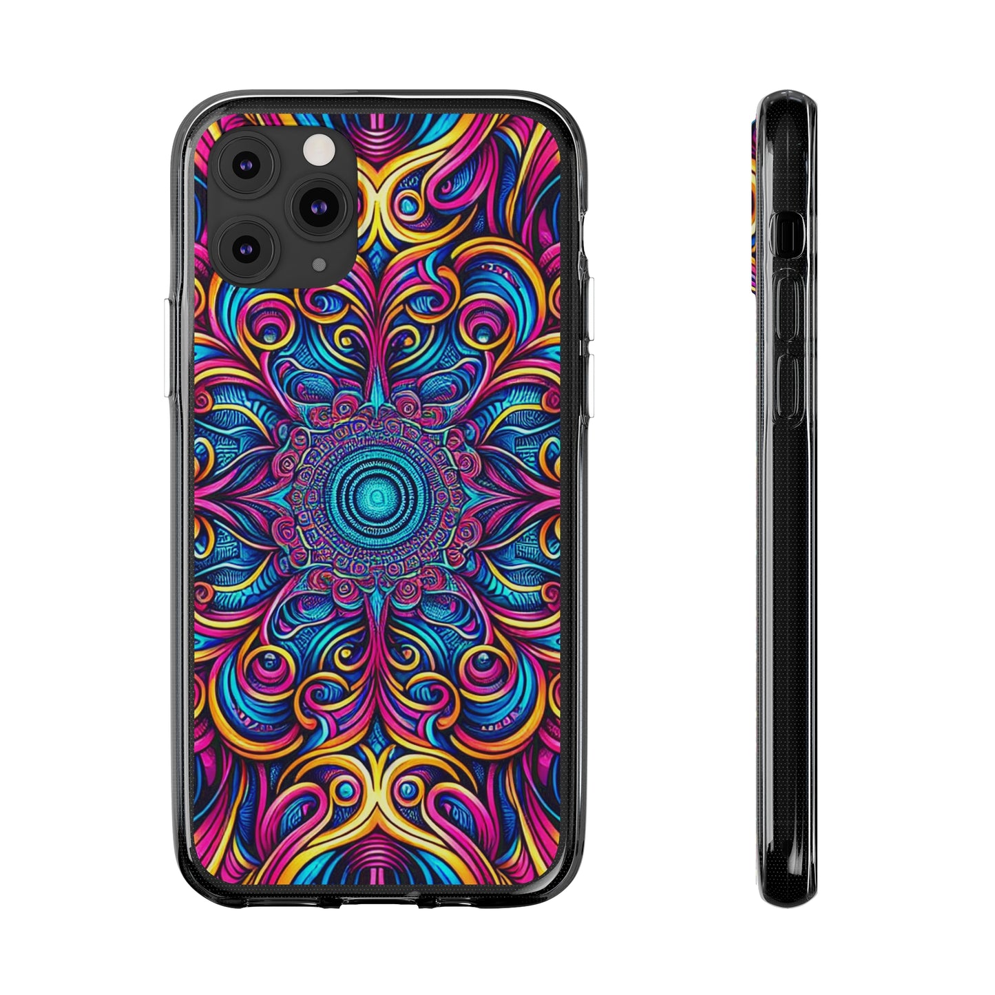 "Fantasia of Fluorescence" Infinity Patterns Art Polycarbonate Phone Case Samsung Galaxy s21 s22 Google Pixel 6 Iphone 11 12 13 14 Pro Max Mini Plus