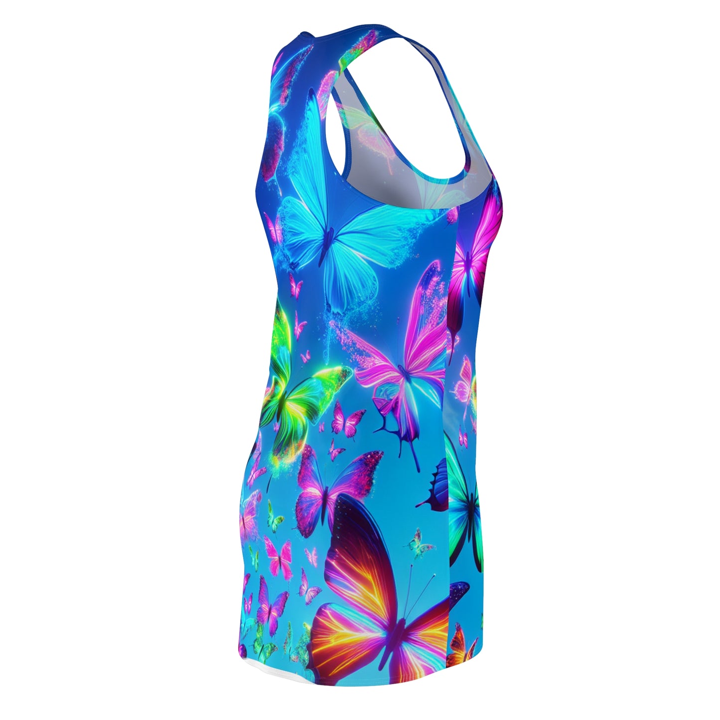 "The Brilliant Glowing Butterfly Congregation." Neon Butterflies  Racerback Dress