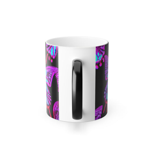 "Neon Symphony of Butterflies" Neon Butterflies 11oz Color Morphing Mug