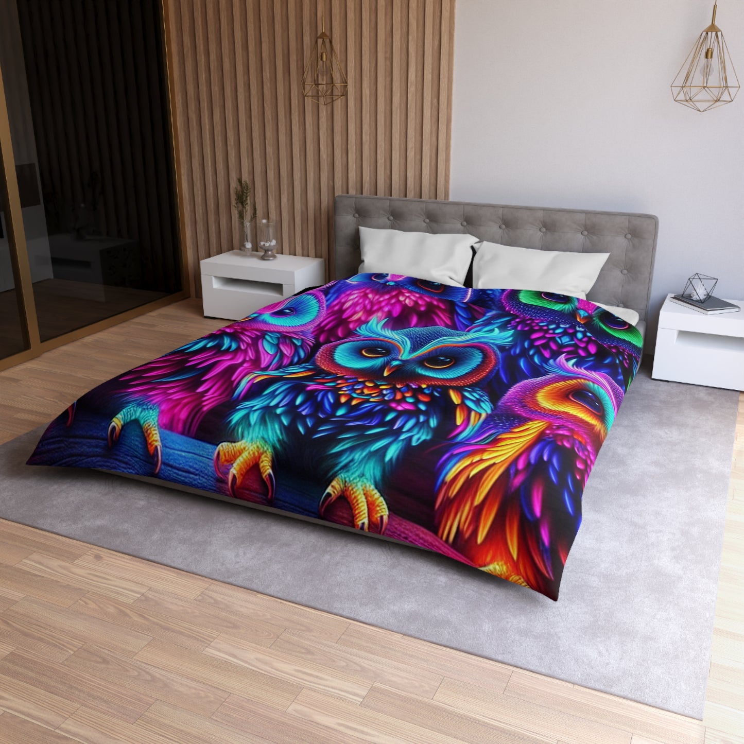 Fernando da Vinci - NEON Owls Microfiber Duvet Cover