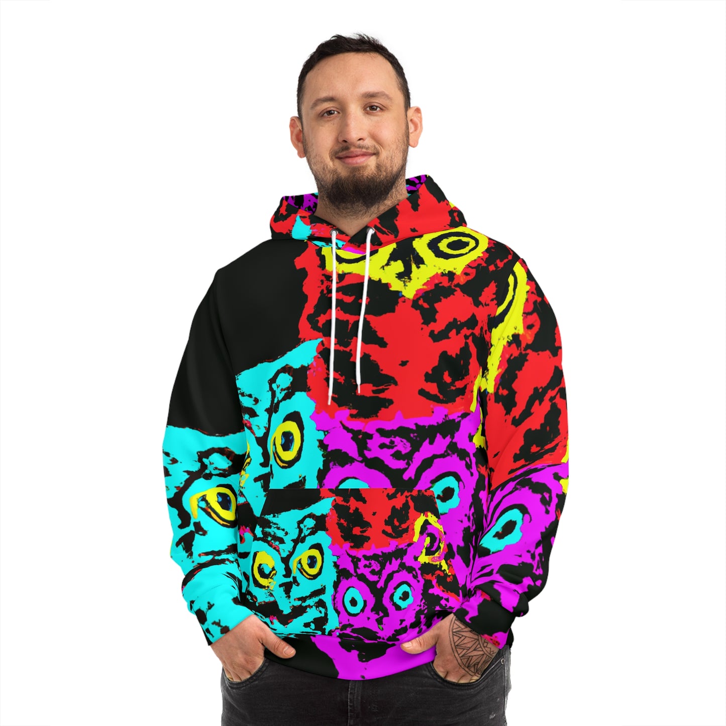Neon Nighthoots. - NEON Owls AOP Hoodie