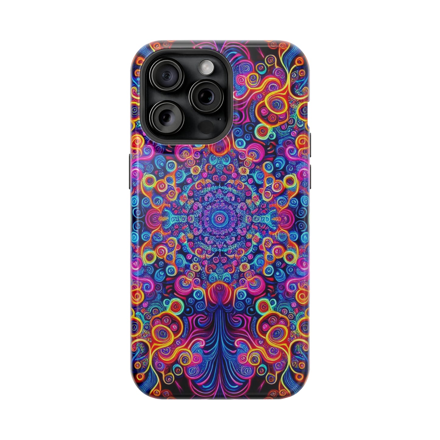Vibrant Infinity Aurora. Neon Trippy Infinity Patterns Premium Art Magsafe Magnet Tough IPhone 13 14 15 Pro Plus Max and Mini in Matte and Glossy Phone cases