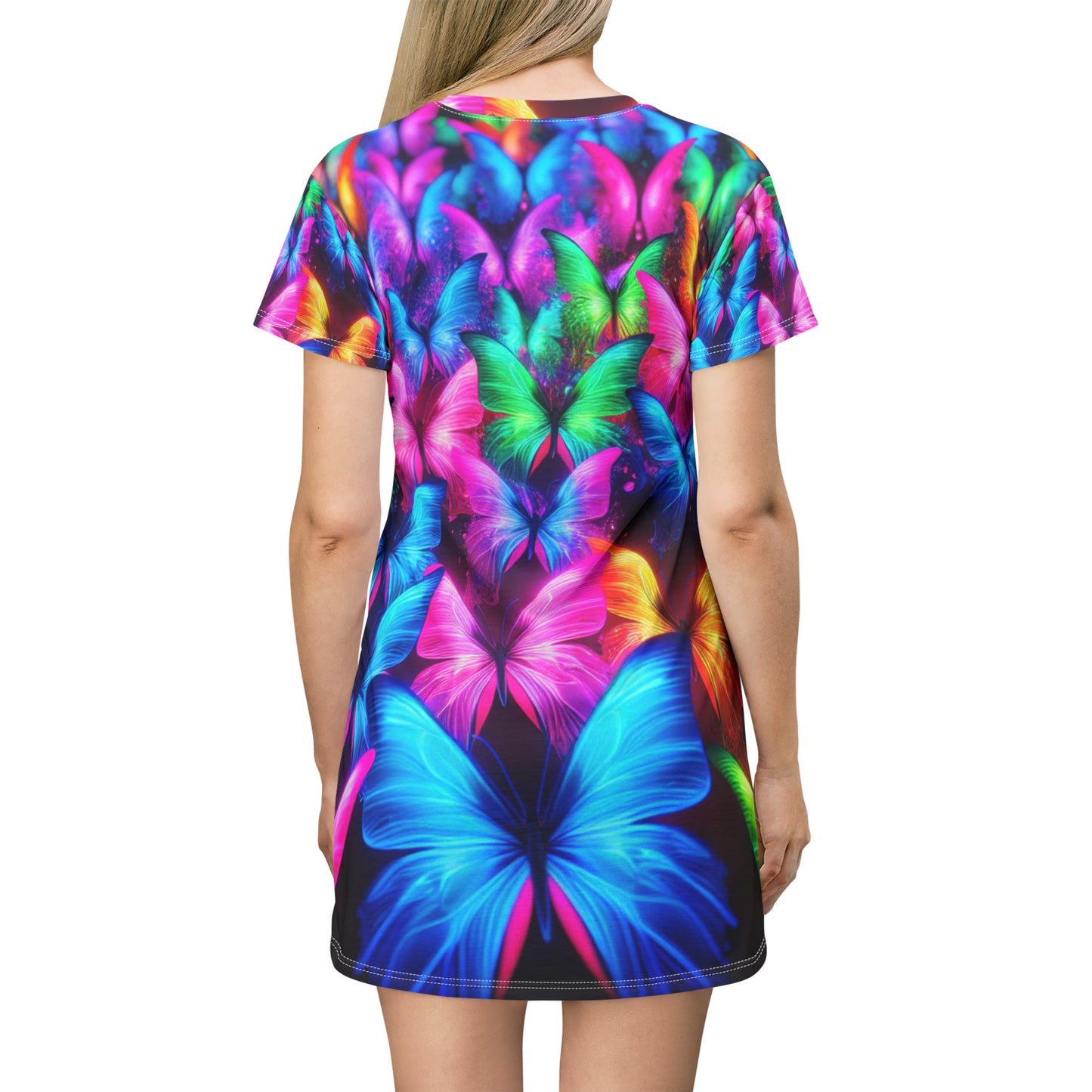 "Butterfly Technicolor Dreamscape" Neon Butterflies Womans T Shirt Dress