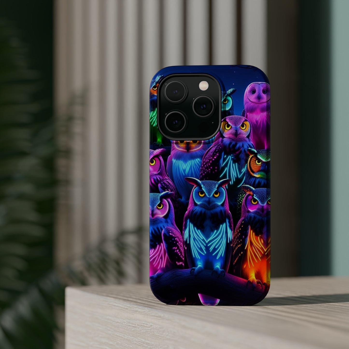 Neon Nocturne Owls. Neon Owls Premium Art Magsafe Magnet Tough IPhone 13 14 15 Pro Plus Max and Mini in Matte and Glossy Phone cases