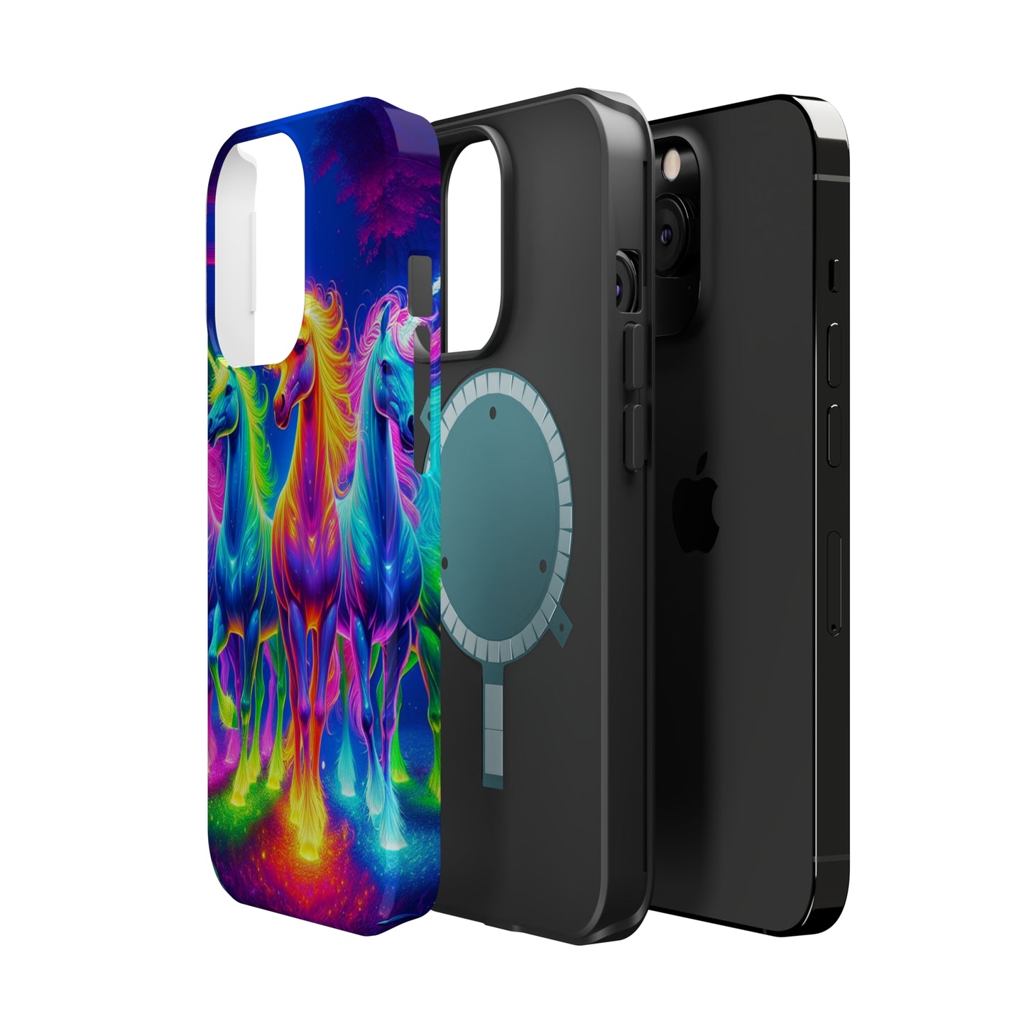 Neon Mystic Magicians Neon Unicorns Premium Art Magsafe Magnet Tough IPhone 13 14 15 Pro Plus Max and Mini in Matte and Glossy Phone cases