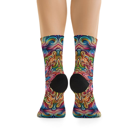 TDB Rainbow Infinity Glitter Burst. Trippy Recycled Poly Socks