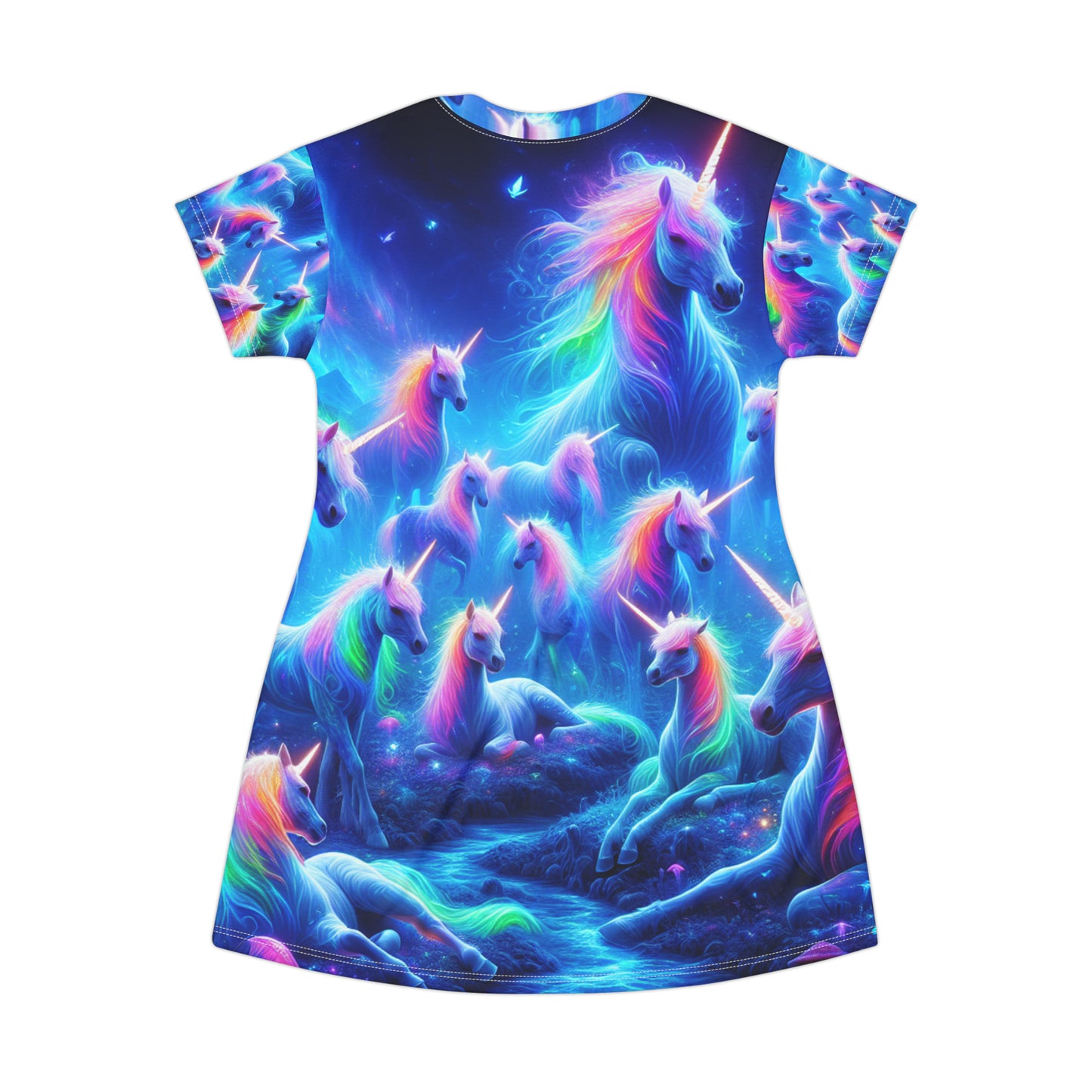 Neon Rainbow Unicorns Neon Unicorns Womans T Shirt Dress