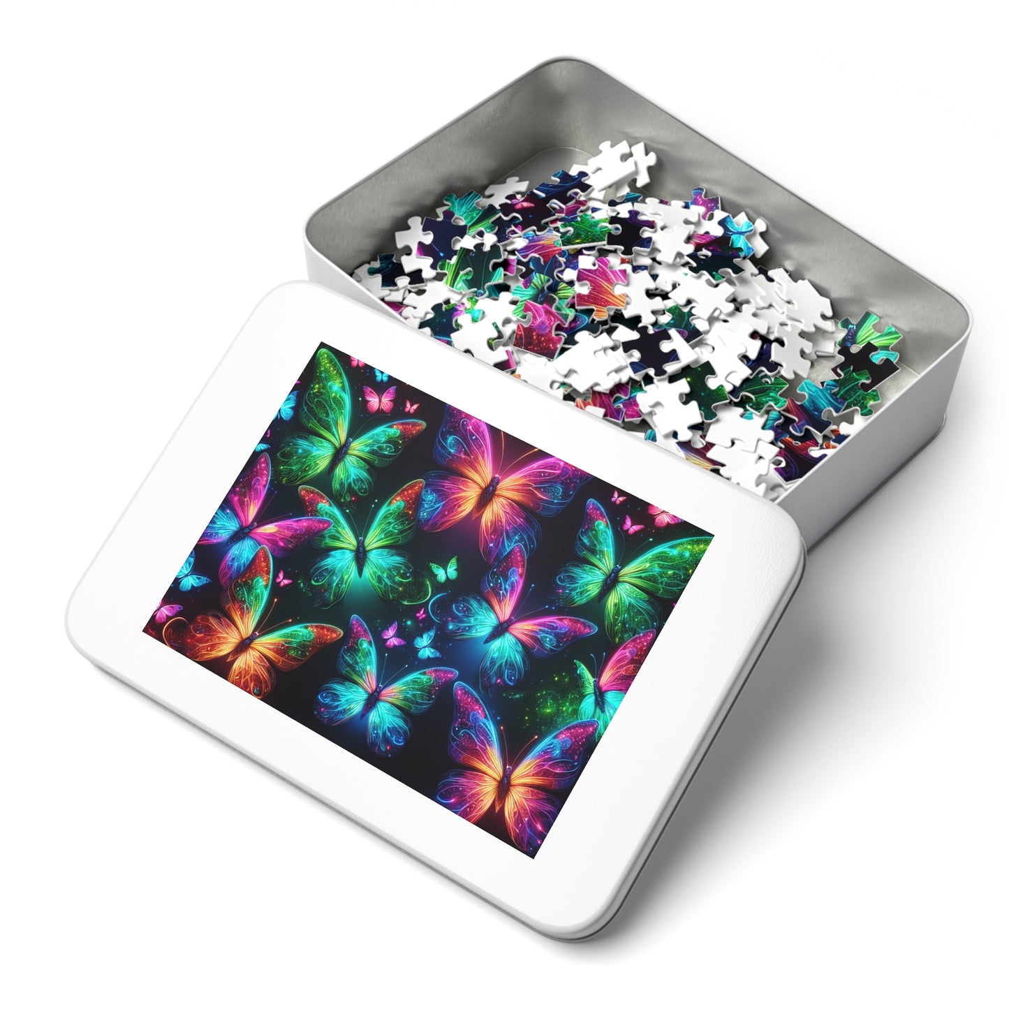 Neon Flutter. - Neon Butterflies Puzzle30, 110, 252, and 1000 Pieces