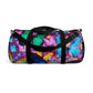 "Illuminated Flutter" - Neon Butterflies Duffle Bag