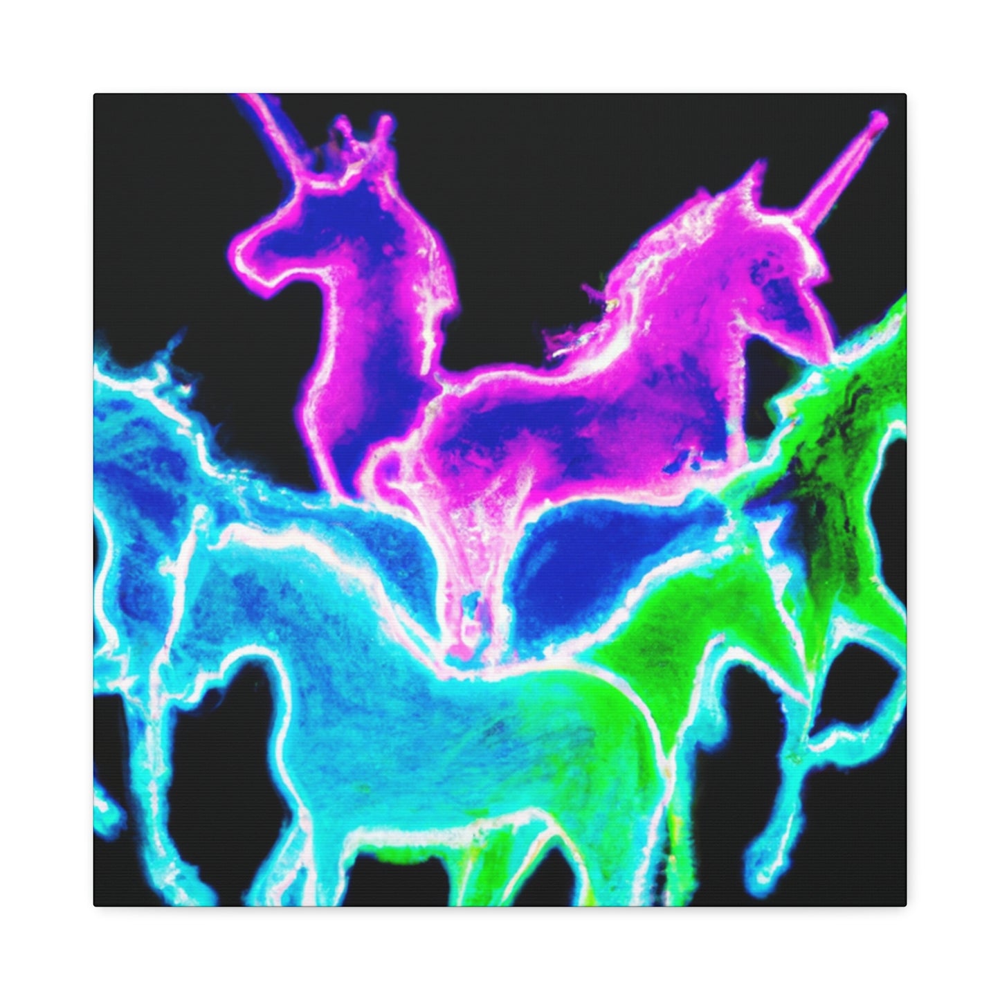 Neon Rainbow Unicorns NEON Unicorns Art Canvas