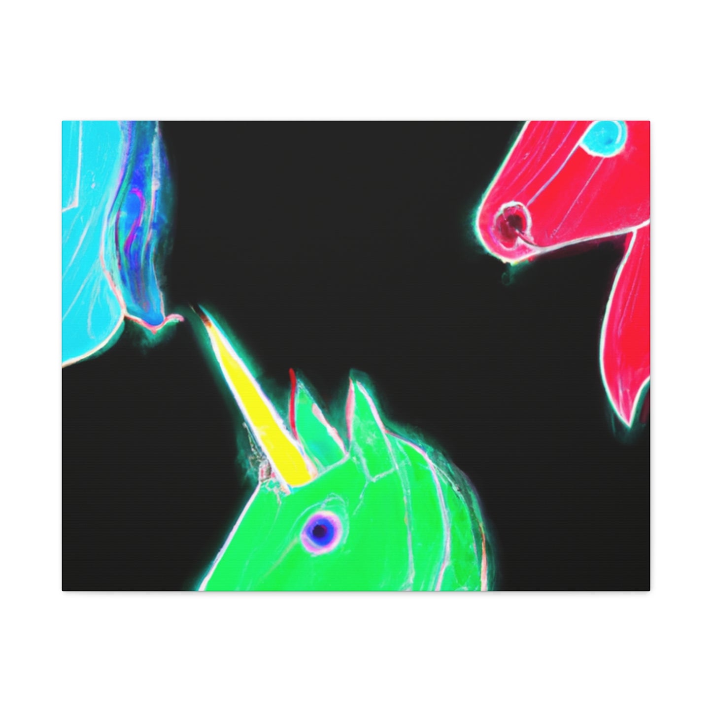 "Neon Rainbow Unicorn Cluster" NEON Unicorns Art Canvas