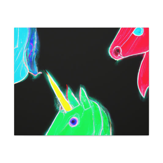 "Neon Rainbow Unicorn Cluster" NEON Unicorns Art Canvas