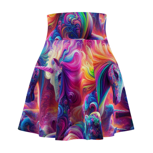 "Cosmic Carnival of the Unicorns" -NEON Unicorns Woman' Skater Skirt