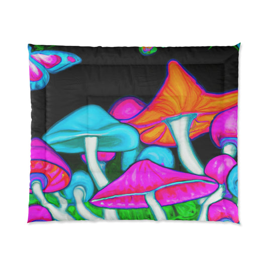 Neon Flight of Fancy. Butterflies & Mushrooms Comforter Blanket