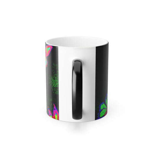 "Spectrum of Neon Splendor" Mushrooms & Butterflies 11oz Color Morphing Mug