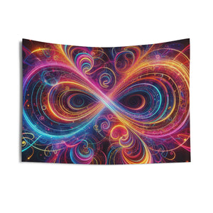 Vibrant Trippy Neon Infinty Splatter Infinity Patterns Art Tapestry