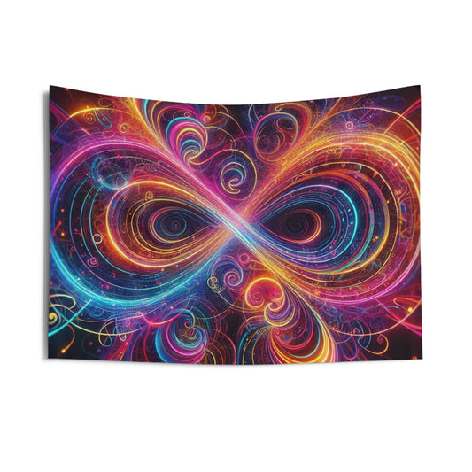 Vibrant Trippy Neon Infinty Splatter Infinity Patterns Art Tapestry