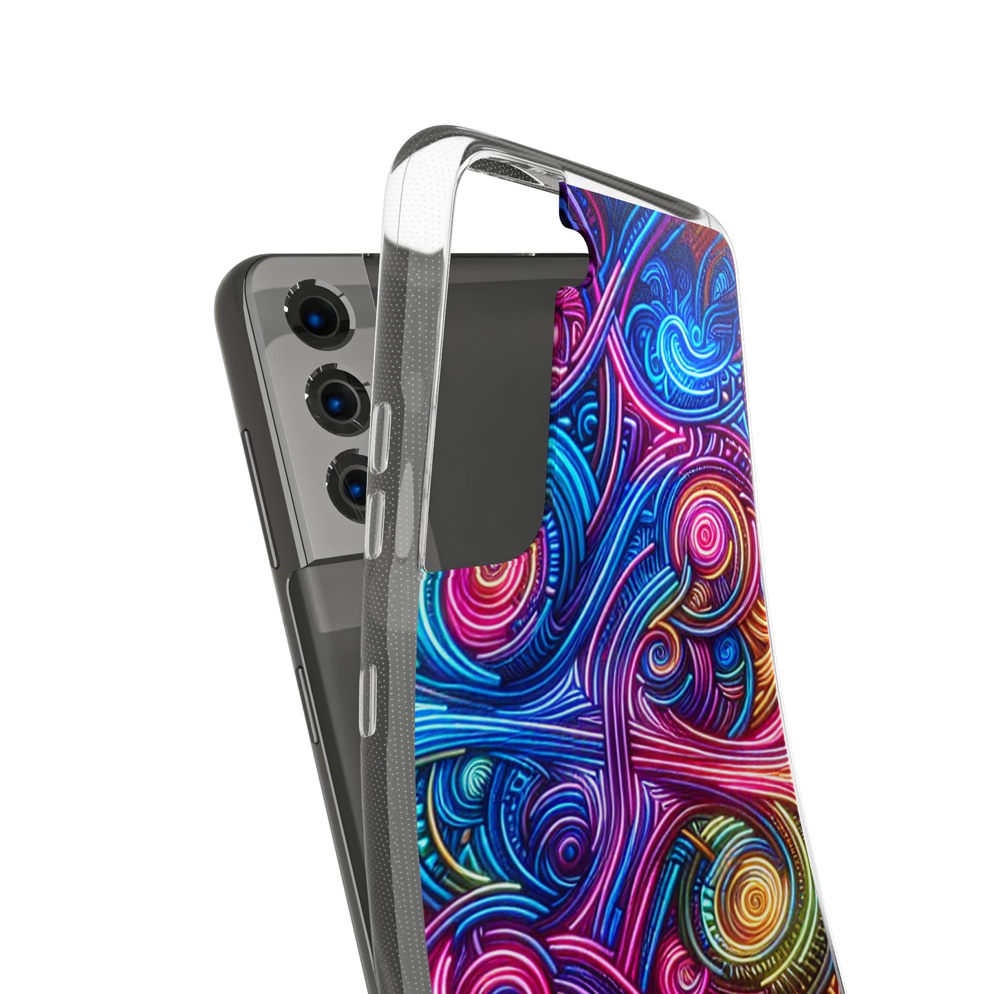 Vibrant Trippy Neon Infinity Ripples. Infinity Patterns Art Polycarbonate Phone Case Samsung Galaxy s21 s22 Google Pixel 6 Iphone 11 12 13 14 Pro Max Mini Plus