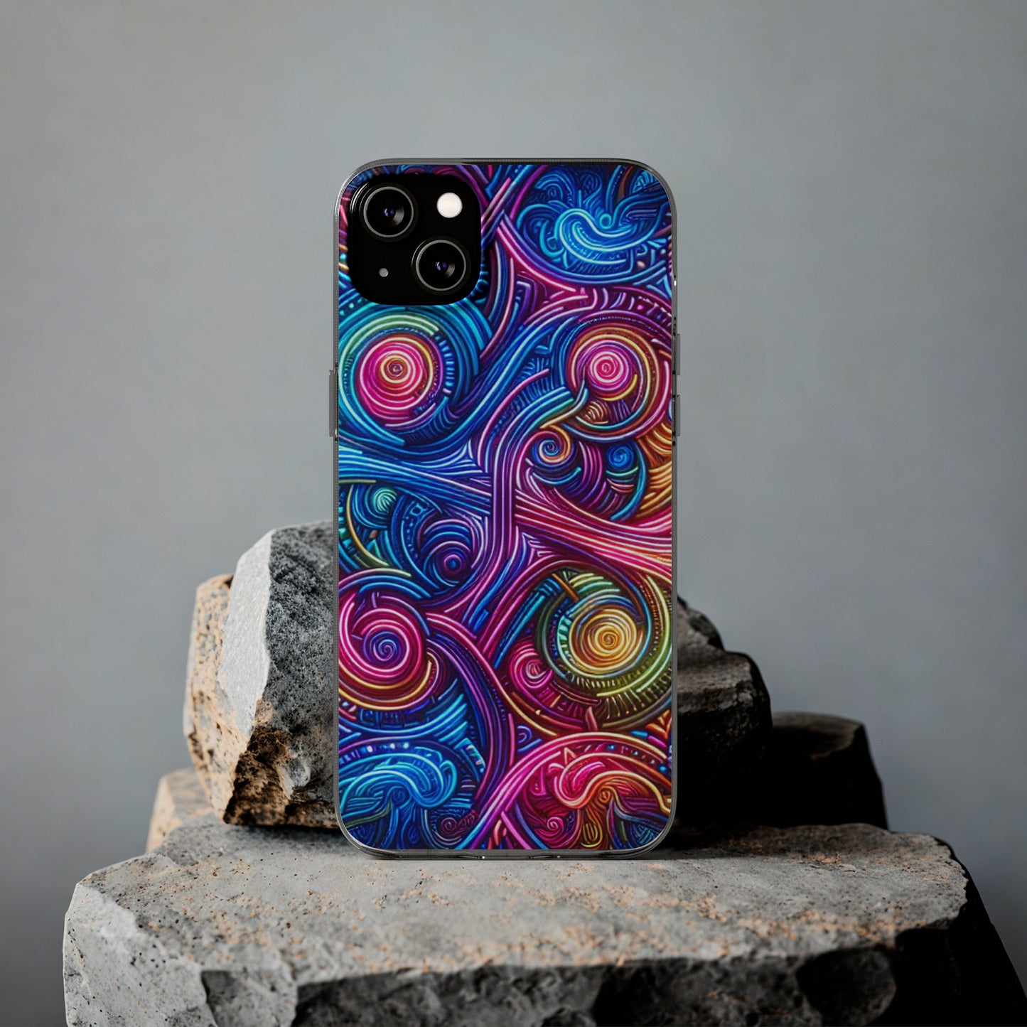 Vibrant Trippy Neon Infinity Ripples. Infinity Patterns Art Polycarbonate Phone Case Samsung Galaxy s21 s22 Google Pixel 6 Iphone 11 12 13 14 Pro Max Mini Plus