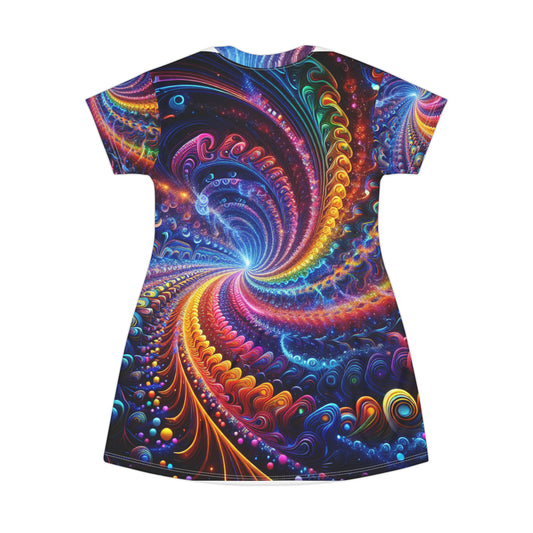 Neon Vortex Abstraction. Infinity Patterns Womans T Shirt Dress