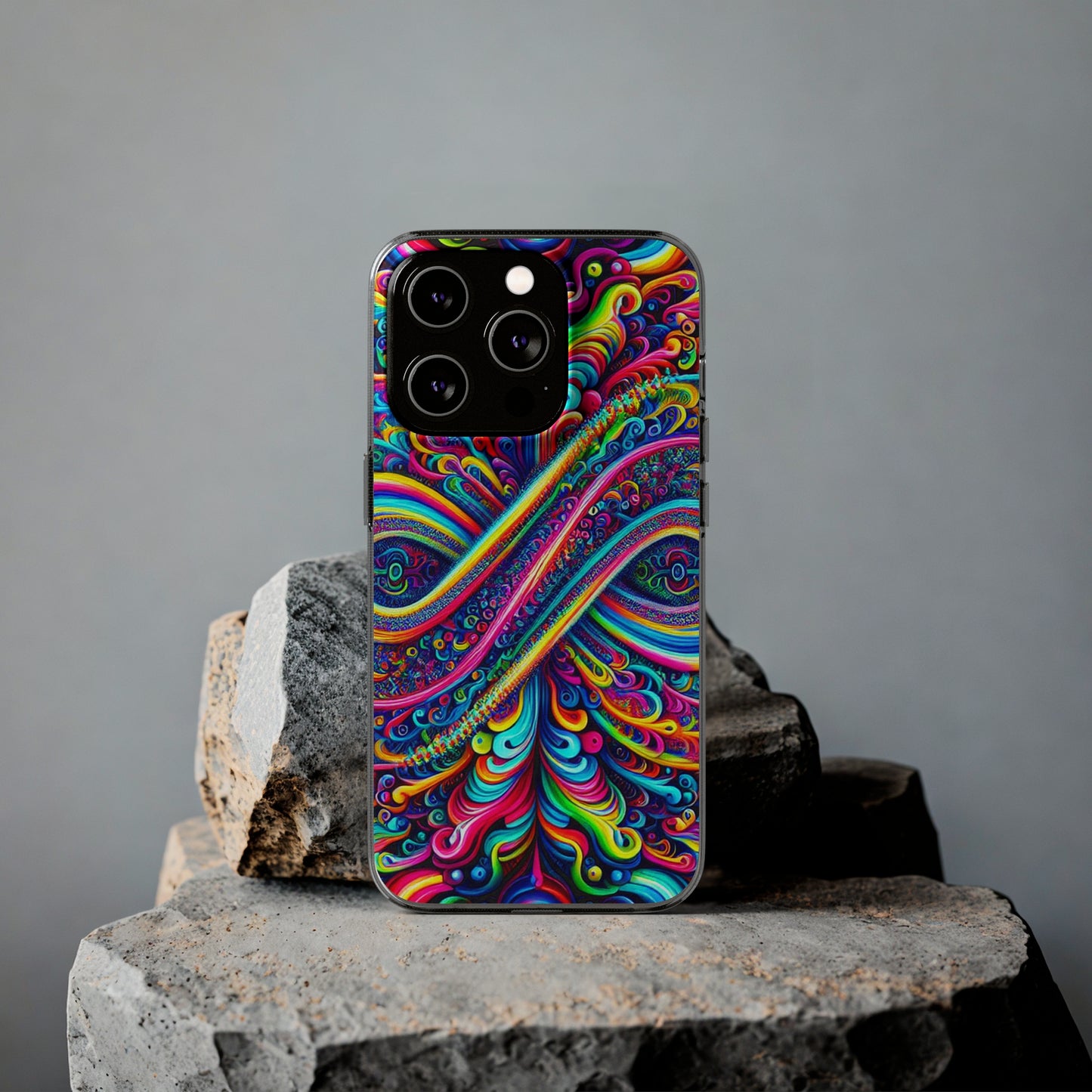 'Infinite Neon Illusion' Infinity Patterns Art Polycarbonate Phone Case