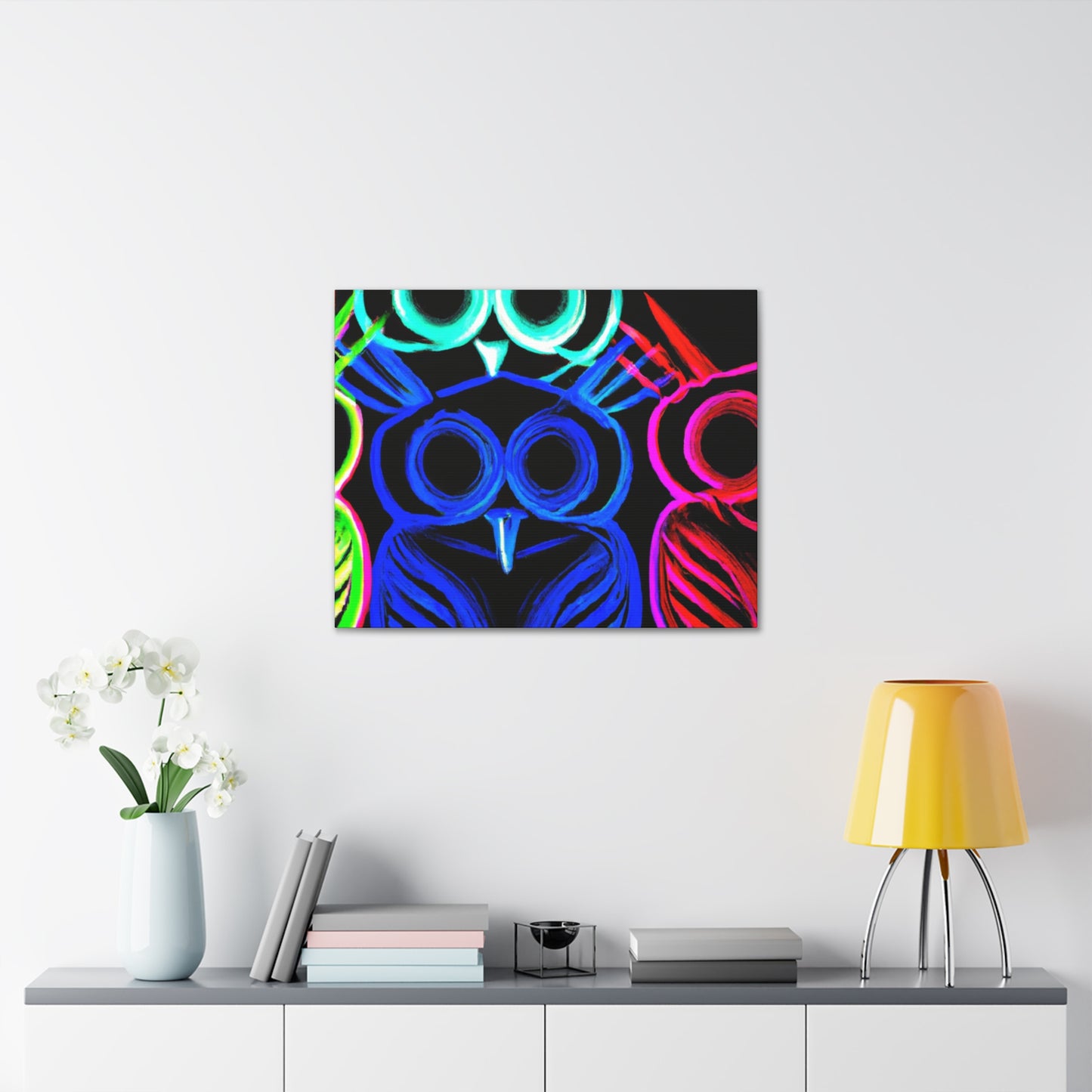 Neon Night Owls. NEON Owls Art Canvas