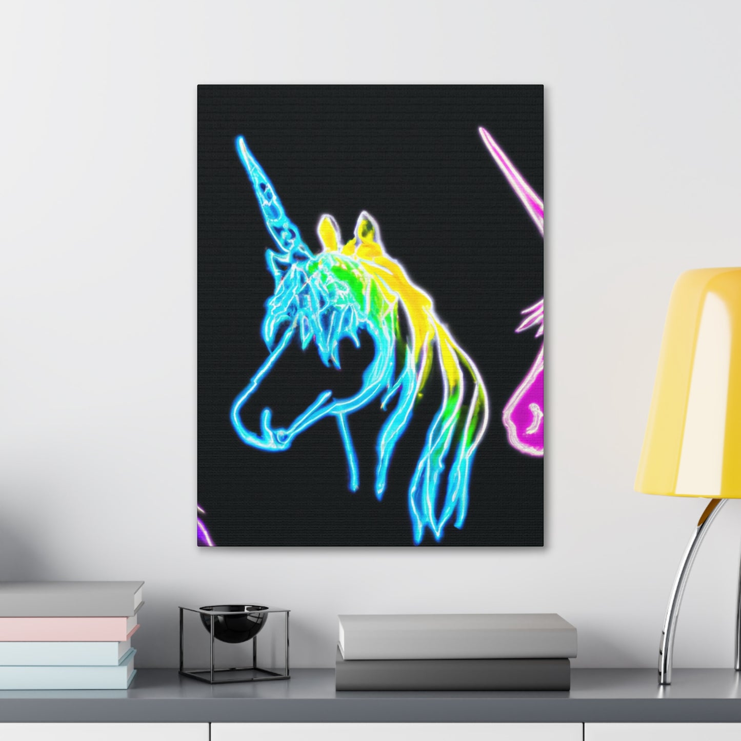 "The Glowing Rainbow Herd" NEON Unicorns Art Canvas