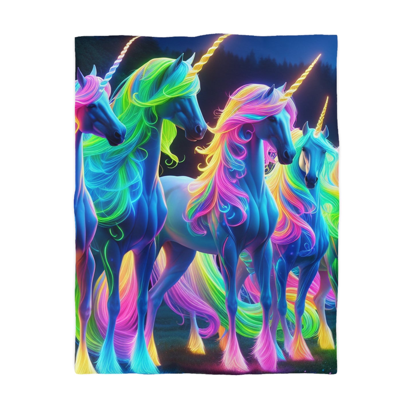 Ambrosius van Schiedam - NEON Unicorns Microfiber Duvet Cover