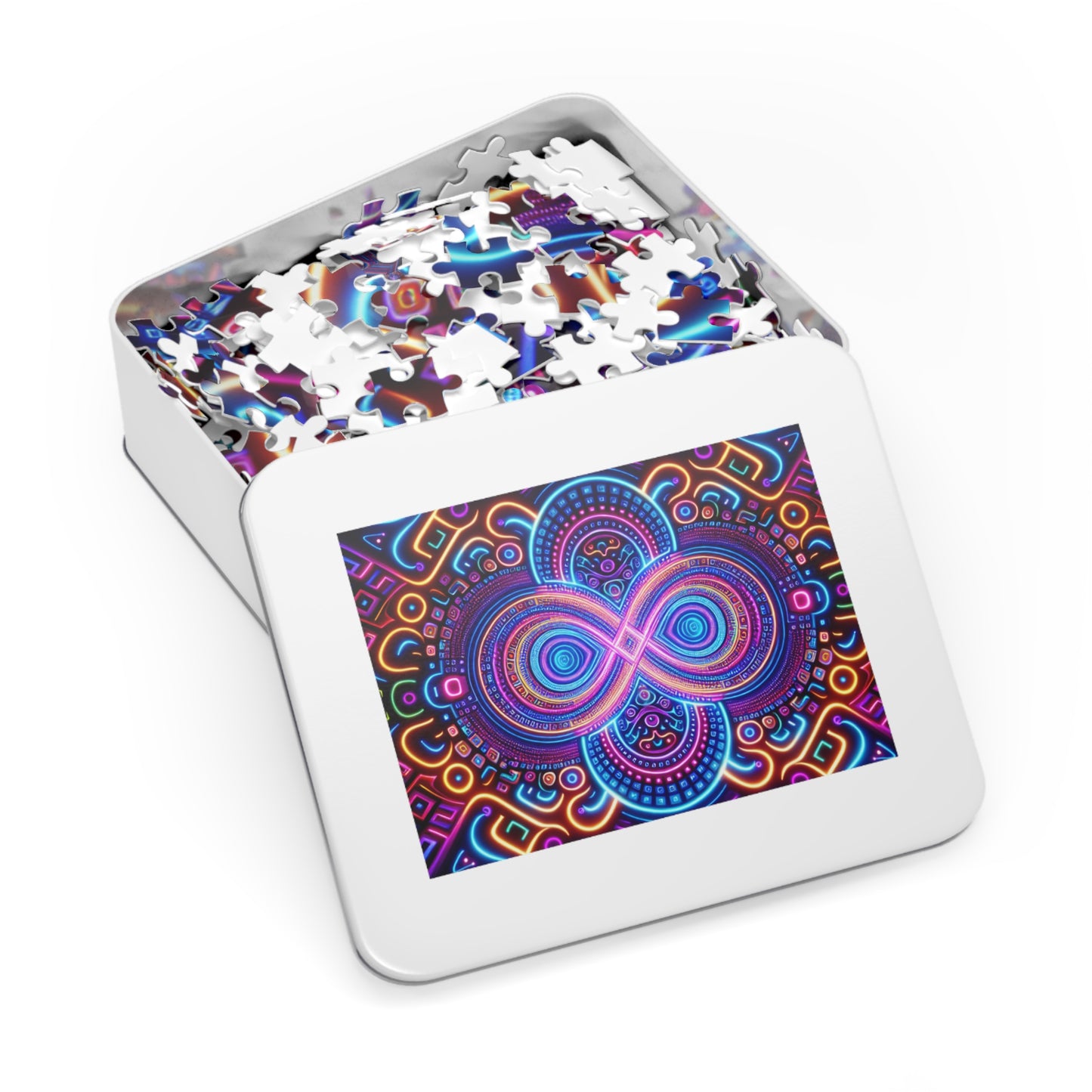 Neon Infinifinity - Neon Trippy Infinity Patterns Puzzle 30, 110, 252, and 1000 Pieces