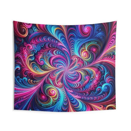 Vivid Neon Eternal Bliss. Infinity Patterns Art Tapestry