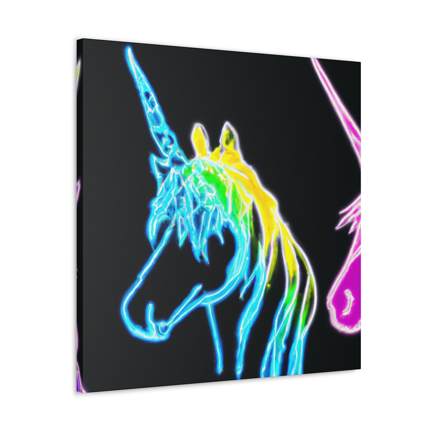 "The Glowing Rainbow Herd" NEON Unicorns Art Canvas