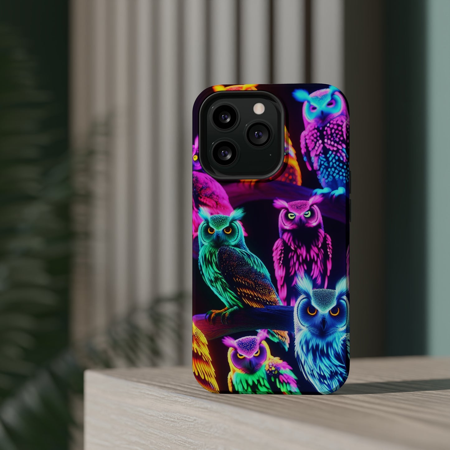 Neon Night Owls. Neon Owls Premium Art Magsafe Magnet Tough IPhone 13 14 15 Pro Plus Max and Mini in Matte and Glossy Phone cases
