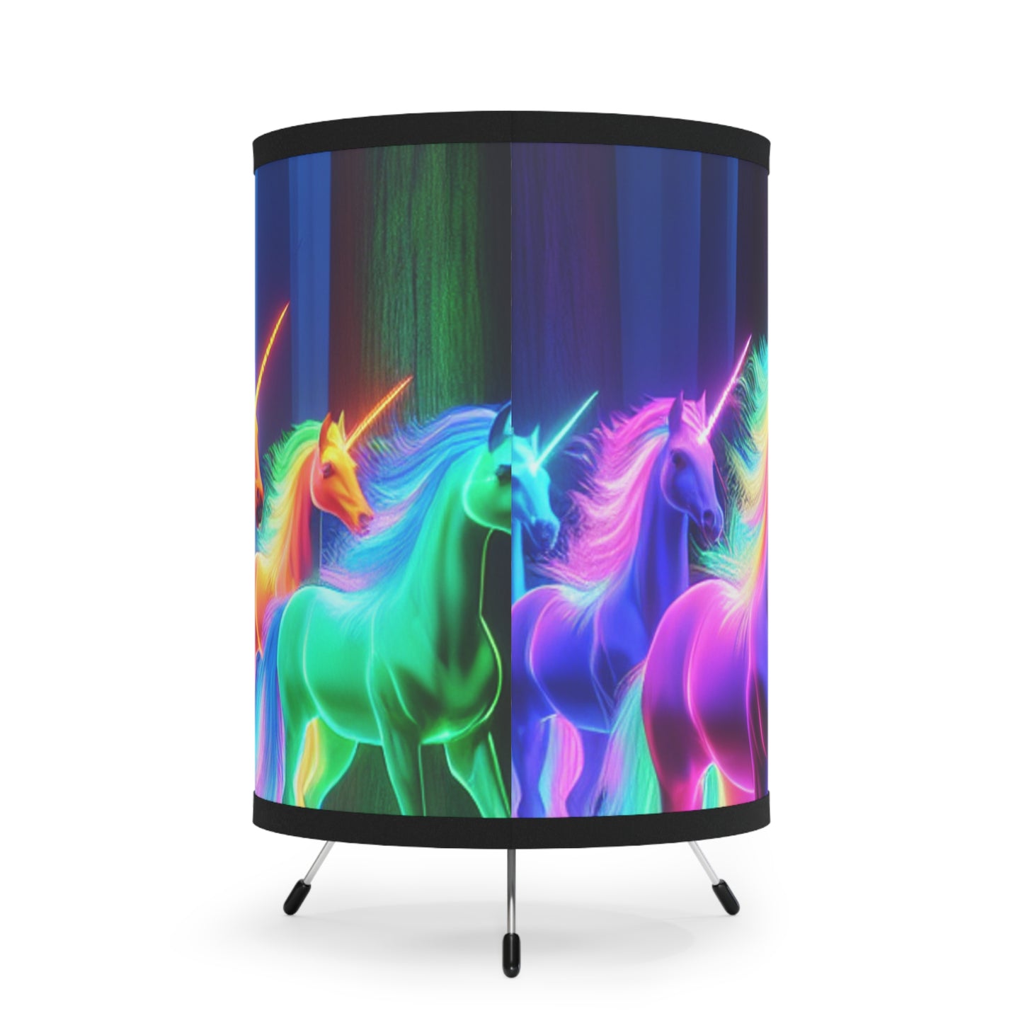 "Neon Wonderland" - NEON Unicorns Art Tripod Lamp