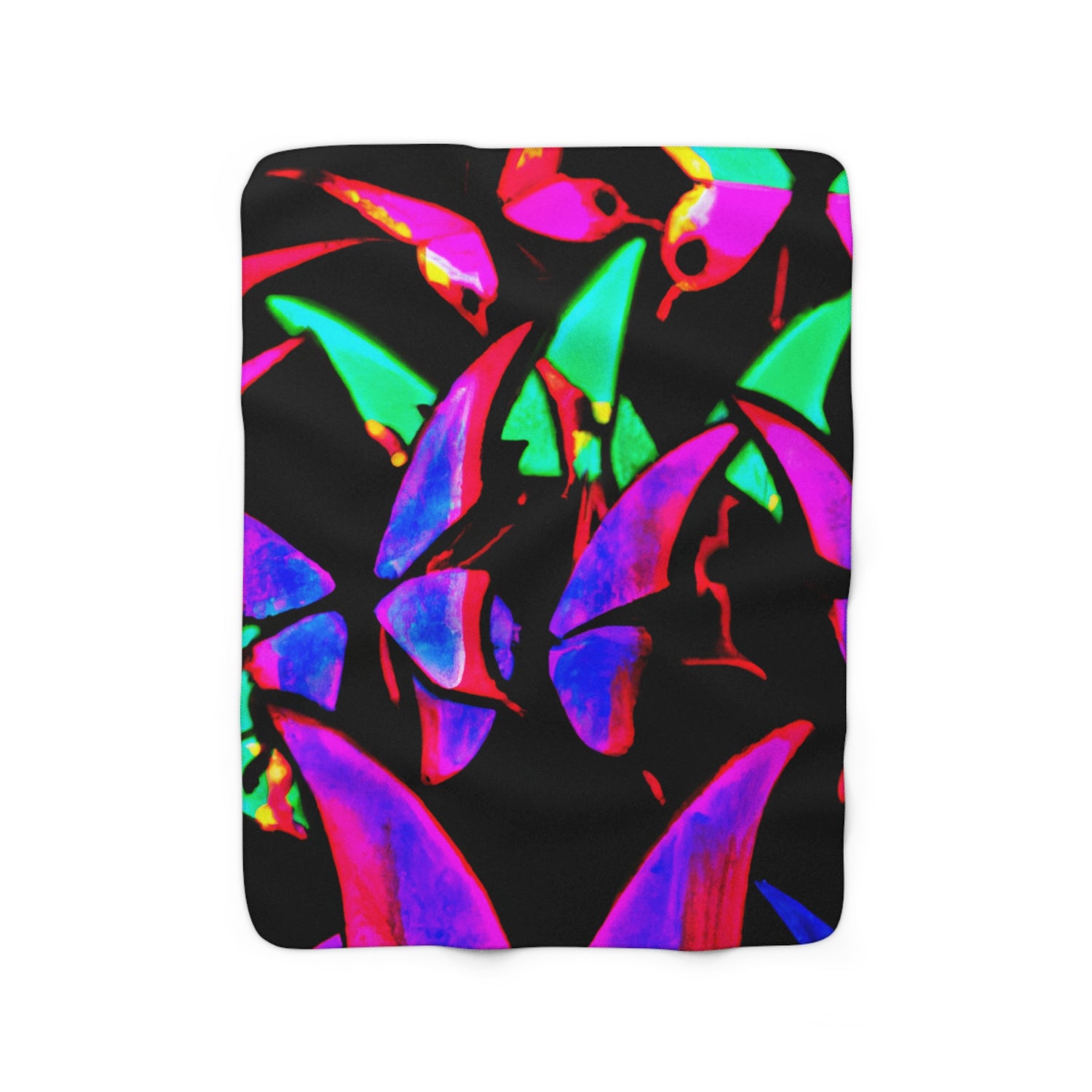 "Retro Pollen Provocateurs" - NEON Butterflies Art Sherpa Blanket