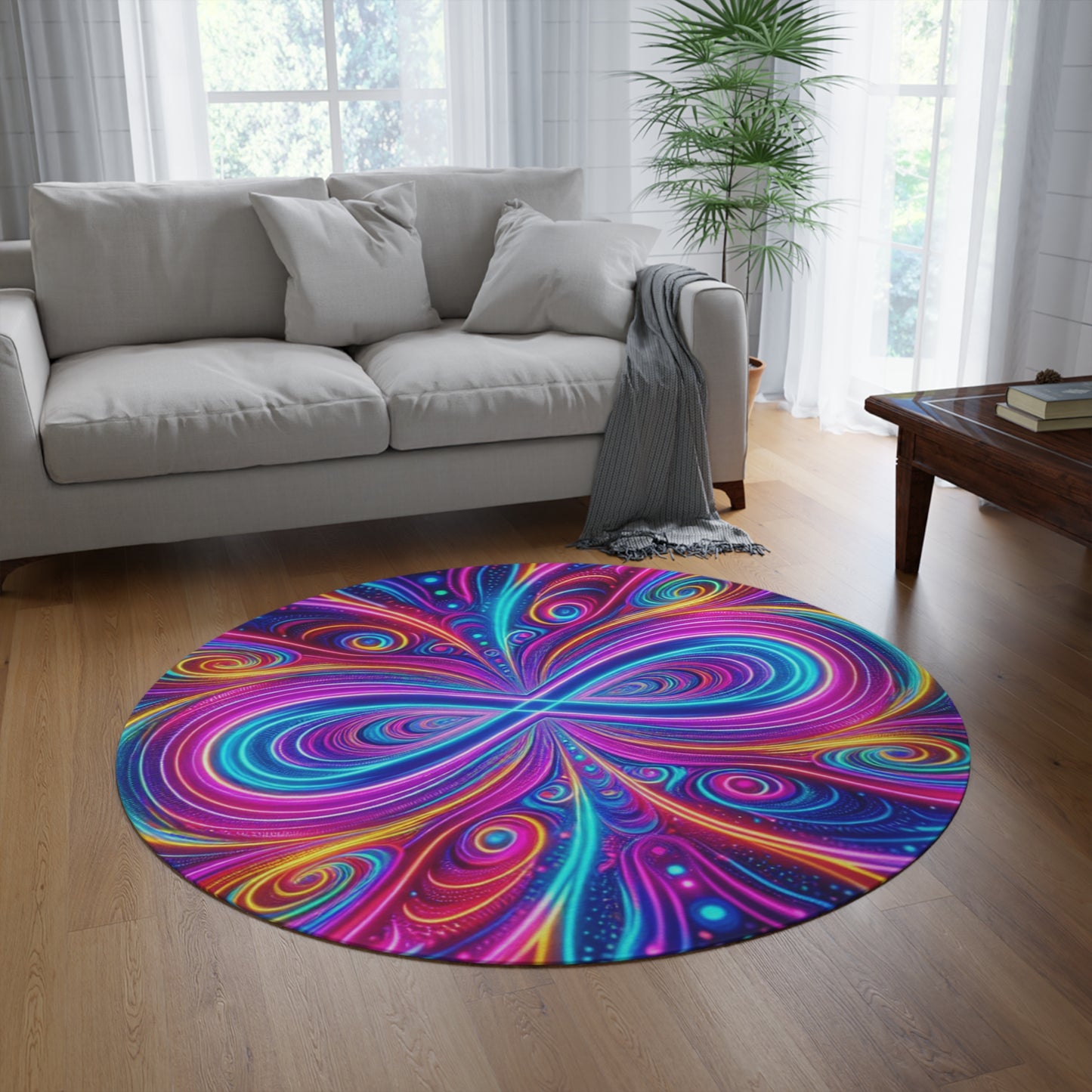 "Visionary Vortex" Infinity Patterns Round Rug