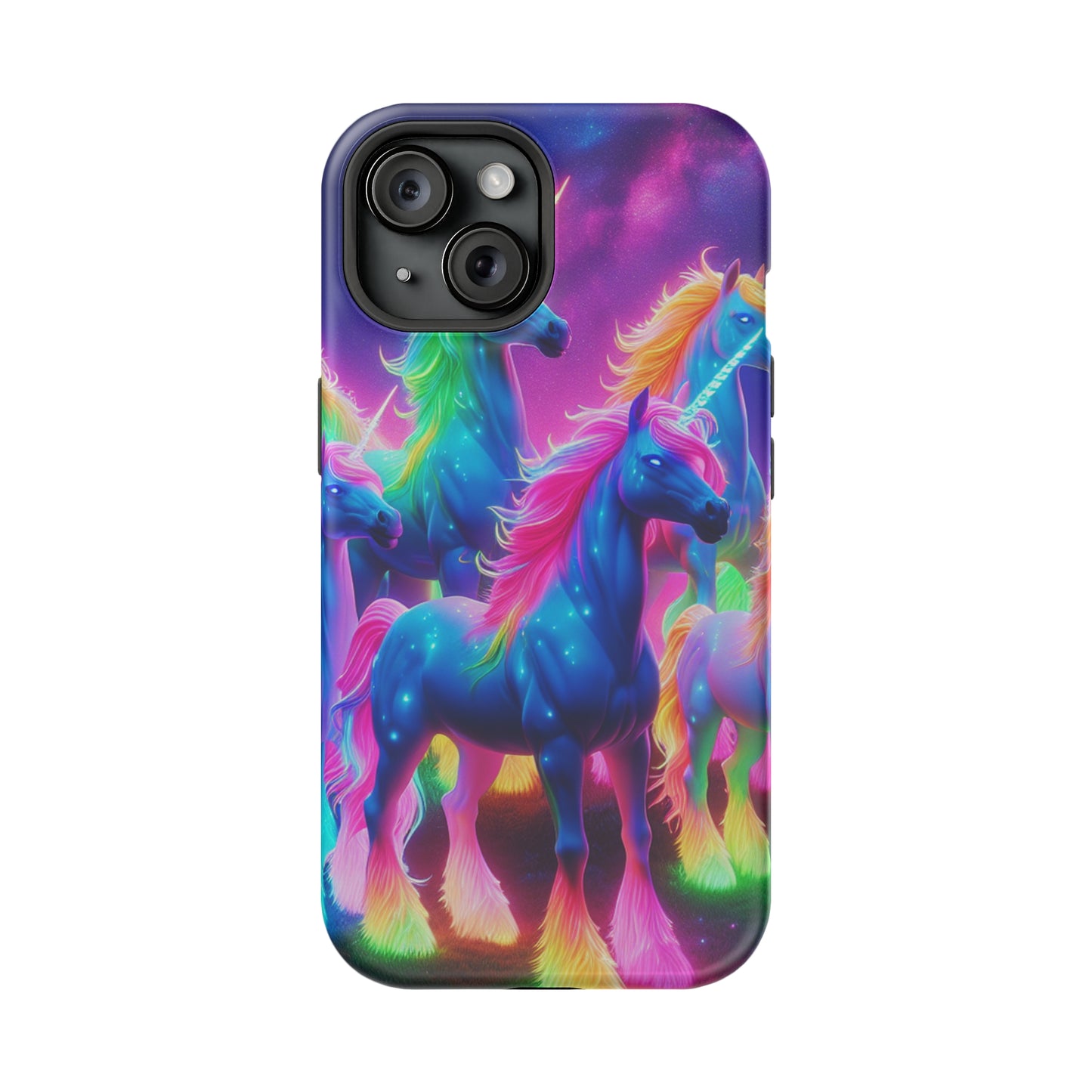 Neon Unicorn Congregation Neon Unicorns Premium Art Magsafe Magnet Tough IPhone 13 14 15 Pro Plus Max and Mini in Matte and Glossy Phone cases