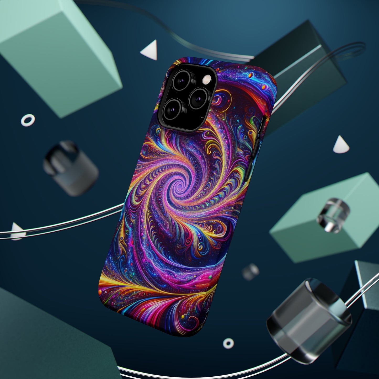 Vivid Psychedelic Cosmic Euphoria. Neon Trippy Infinity Patterns Premium Art Magsafe Magnet Tough IPhone 13 14 15 Pro Plus Max and Mini in Matte and Glossy Phone cases