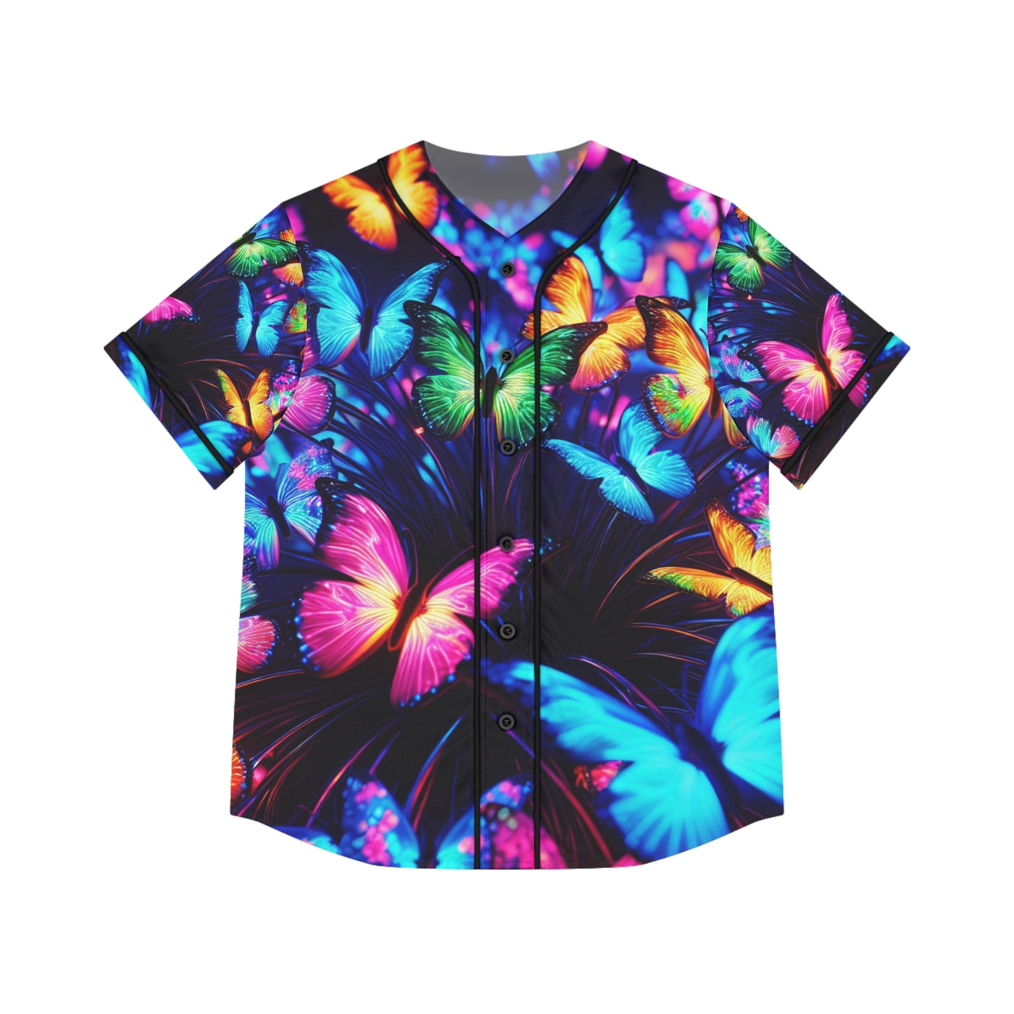 "Vibrant Neon Flutterby Dance" Neon Butterflies Womans Jersey